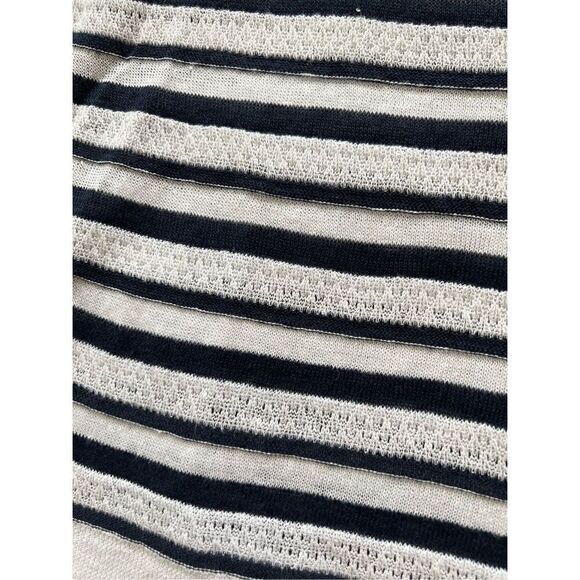 Cynthia Rowley White Dark Navy Blue 100% Linen Lightweight Sweater Medium - Picture 7 of 7